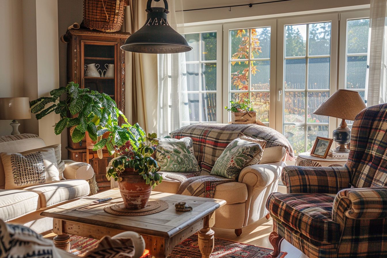 Ideen für Wohnzimmer im Landhausstil- Nutze nostalgische Beleuchtungskörper