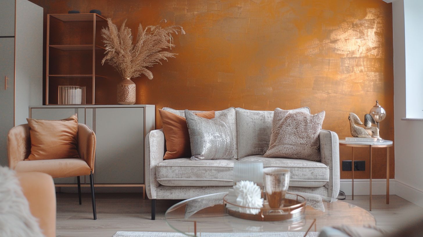 Schöne Ideen für Wandfarbe im Wohnzimmer- Gestalte mit metallischen Effektfarben