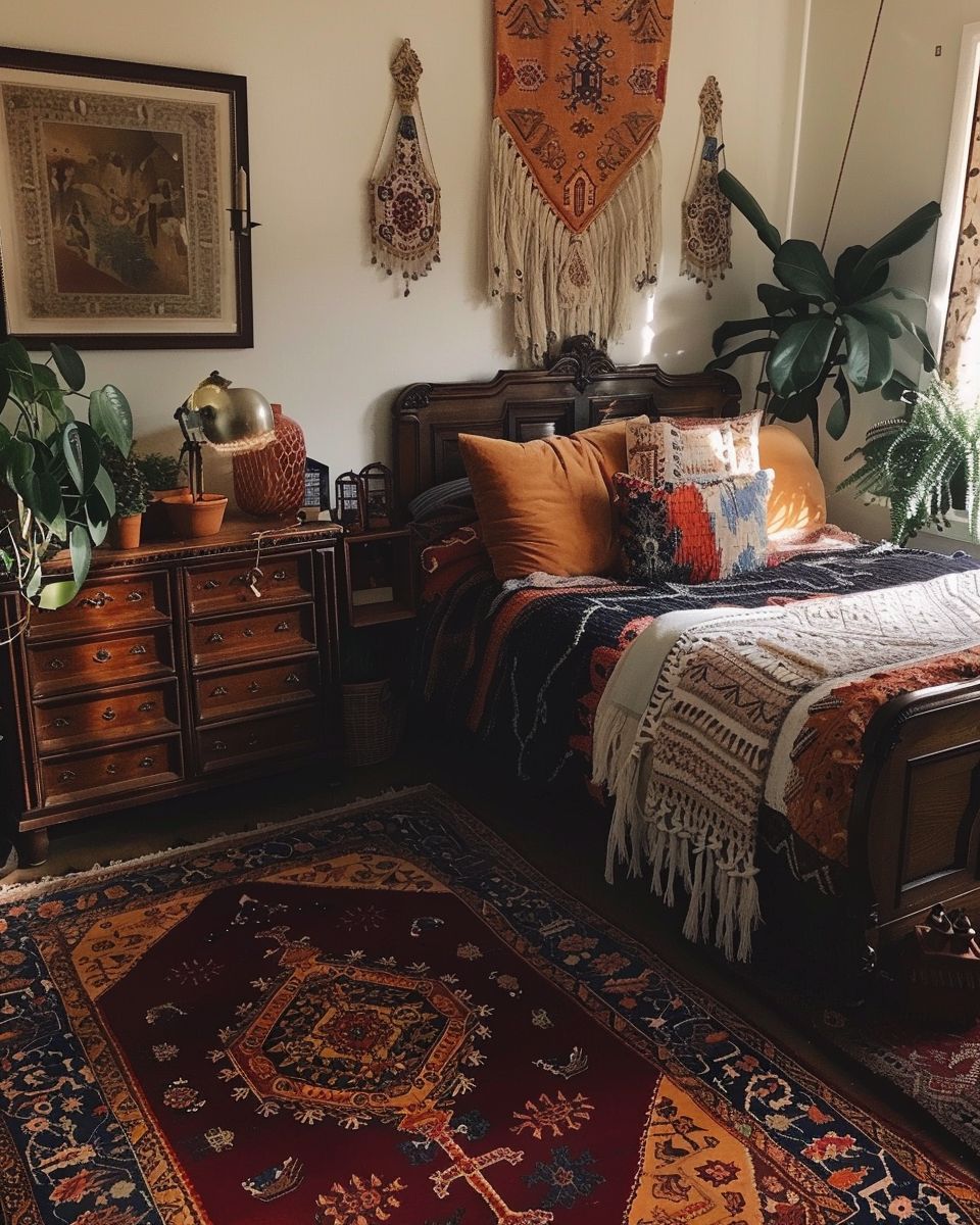 Boho-Schlafzimmer einrichten- Mixe alte mit neuen Stücken