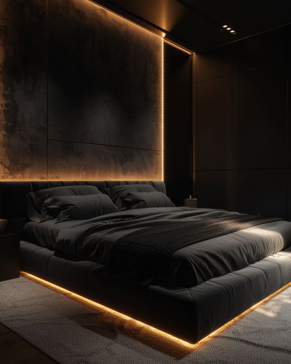 Einrichtungsideen für Schlafzimmer in Schwarz-Wähle sorgfältig deine Beleuchtung aus