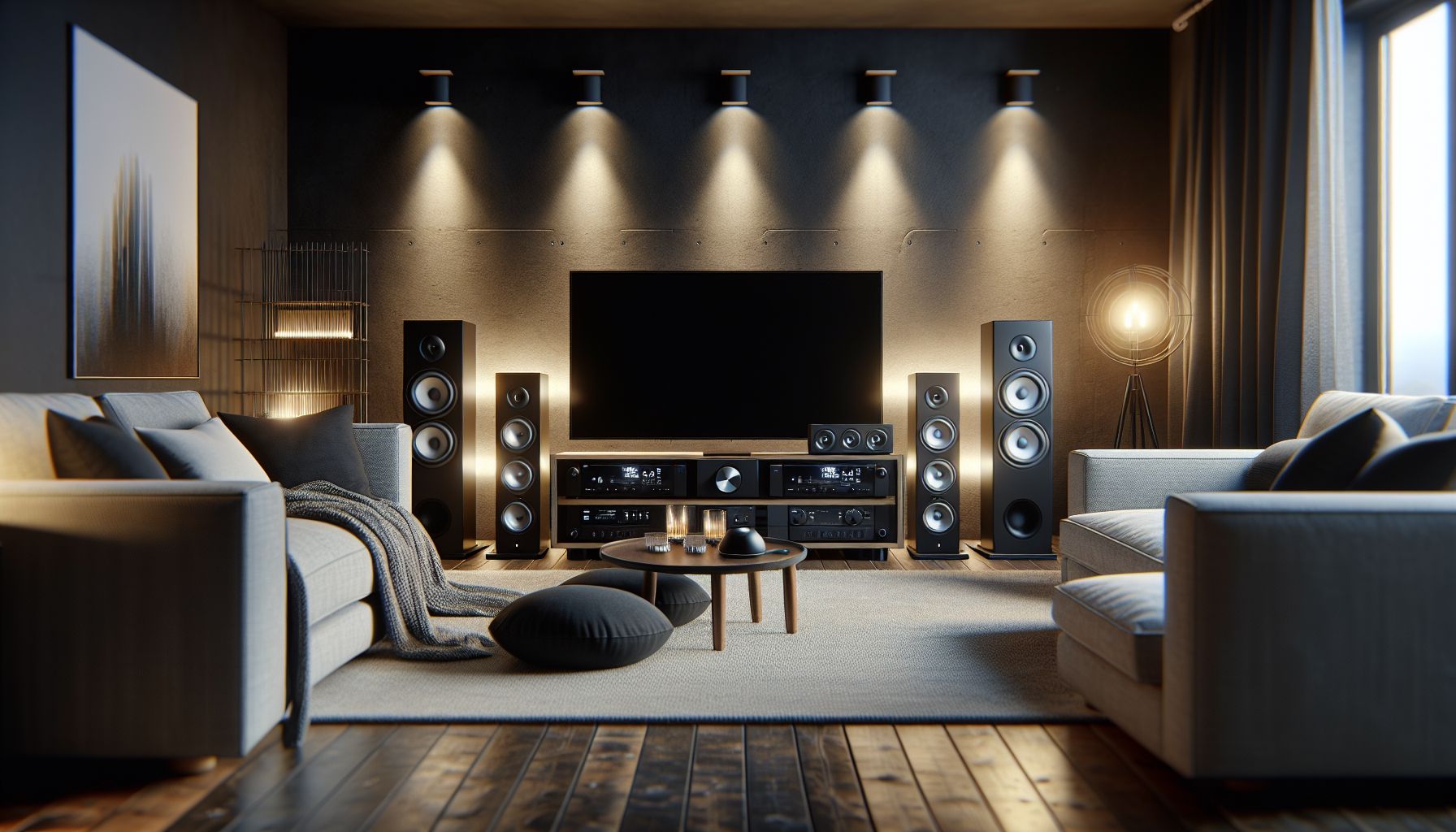 Einrichtungsideen für Wohnzimmer mit Heimkino- Installiere einen hochwertigen Surround-Sound