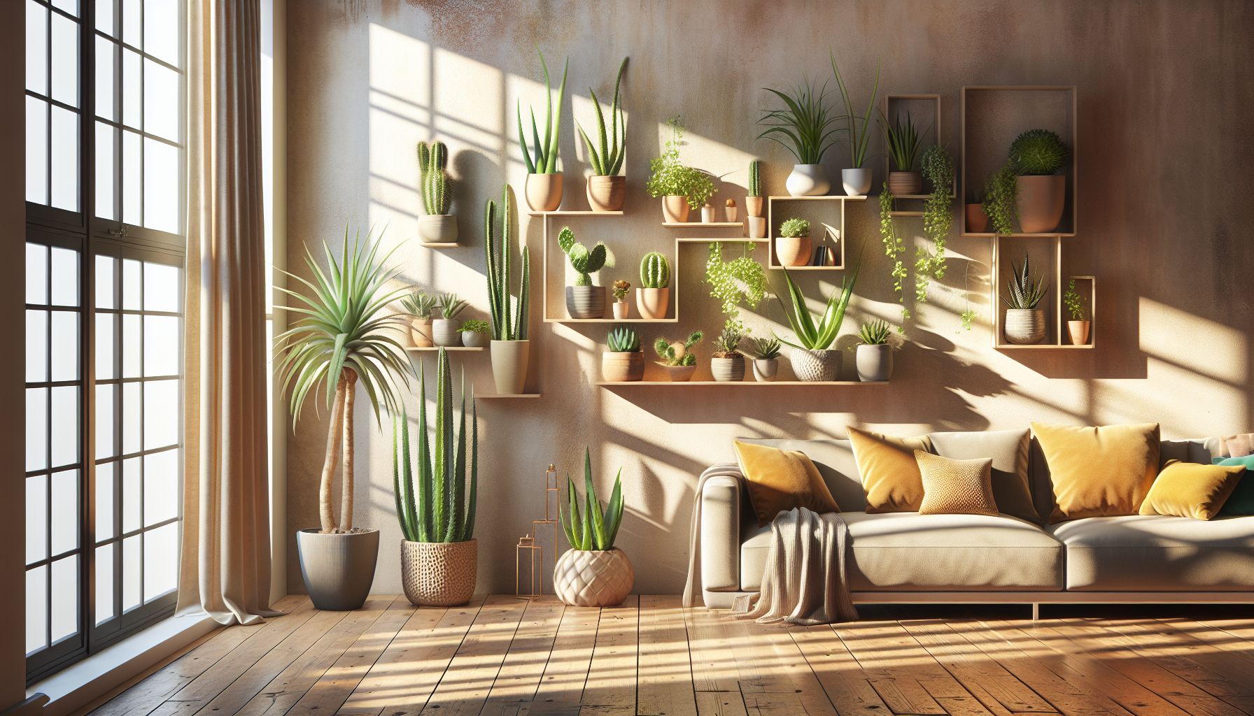 Ideen für Wandregale im Wohnzimmer- Setze Pflanzen für lebendige Akzente