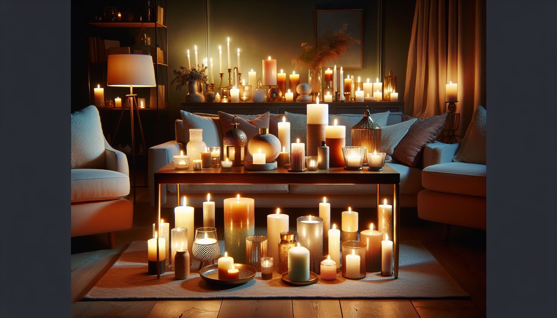 Ideen für schöne Tischdeko in deinem Wohnzimmer- Experimentiere mit Kerzen für Stimmung
