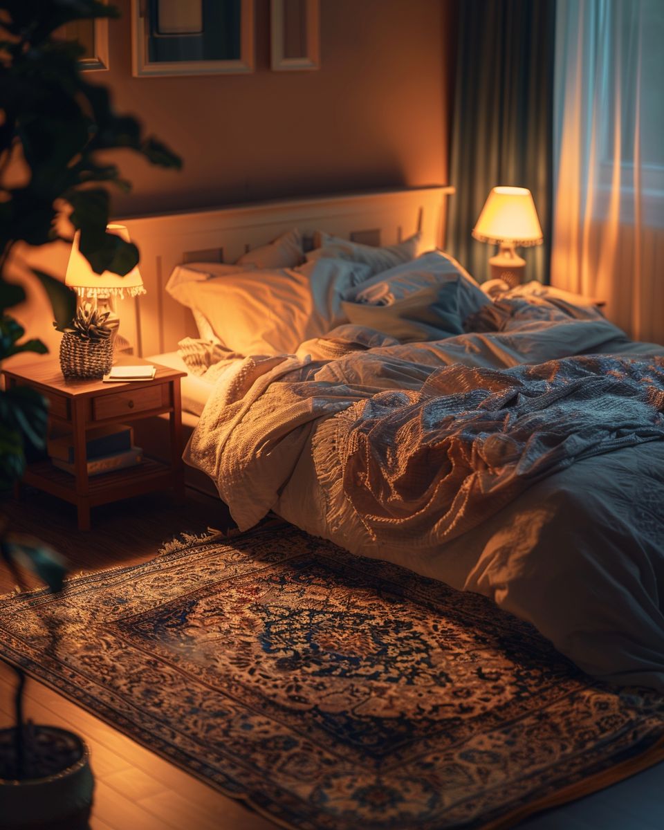 Schlafzimmer gemütlich gestalten- Verwende weiche Teppiche