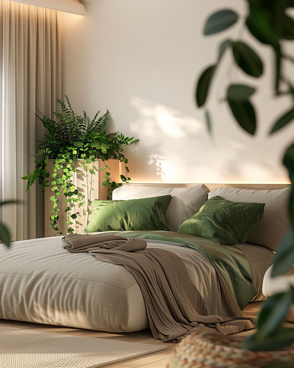 Schlafzimmer in Grün: Ideen und Inspiration- Kombiniere Grün mit neutralen Farben