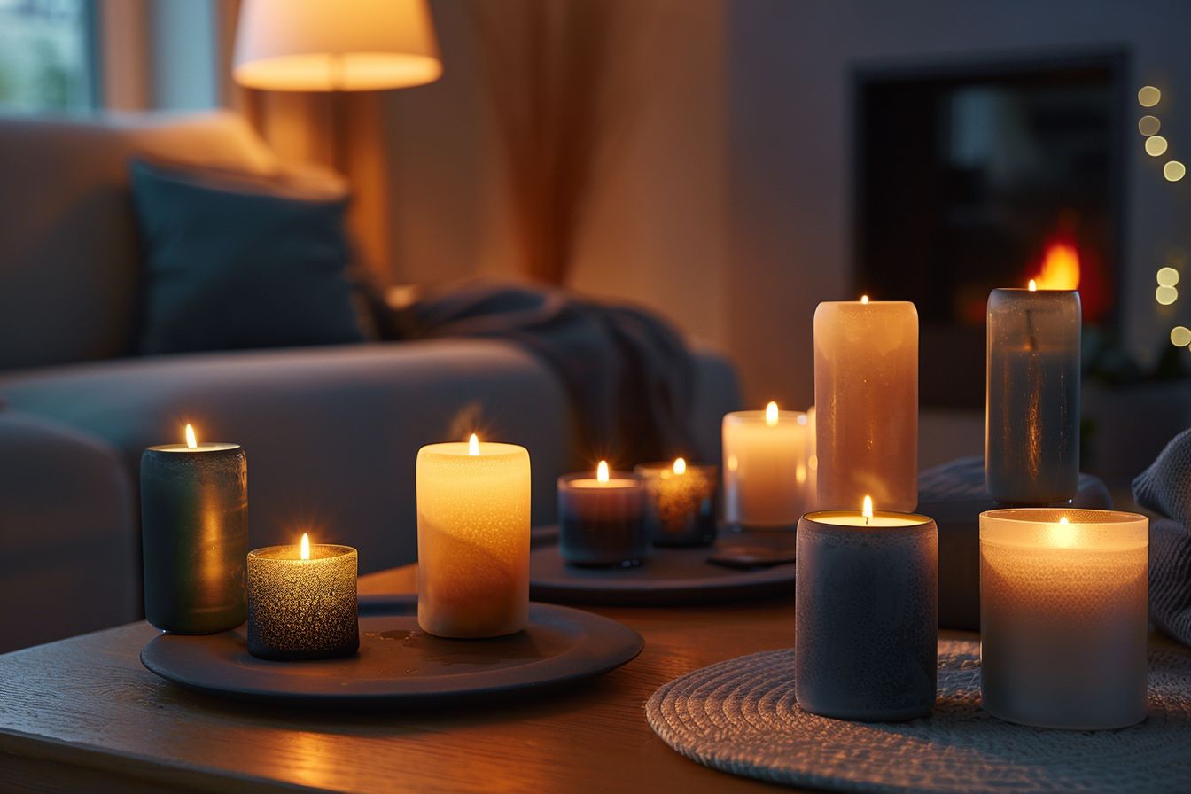 Schöne Ideen für dunkle Wohnzimmer- Platziere Kerzen für sanfte Lichtquellen