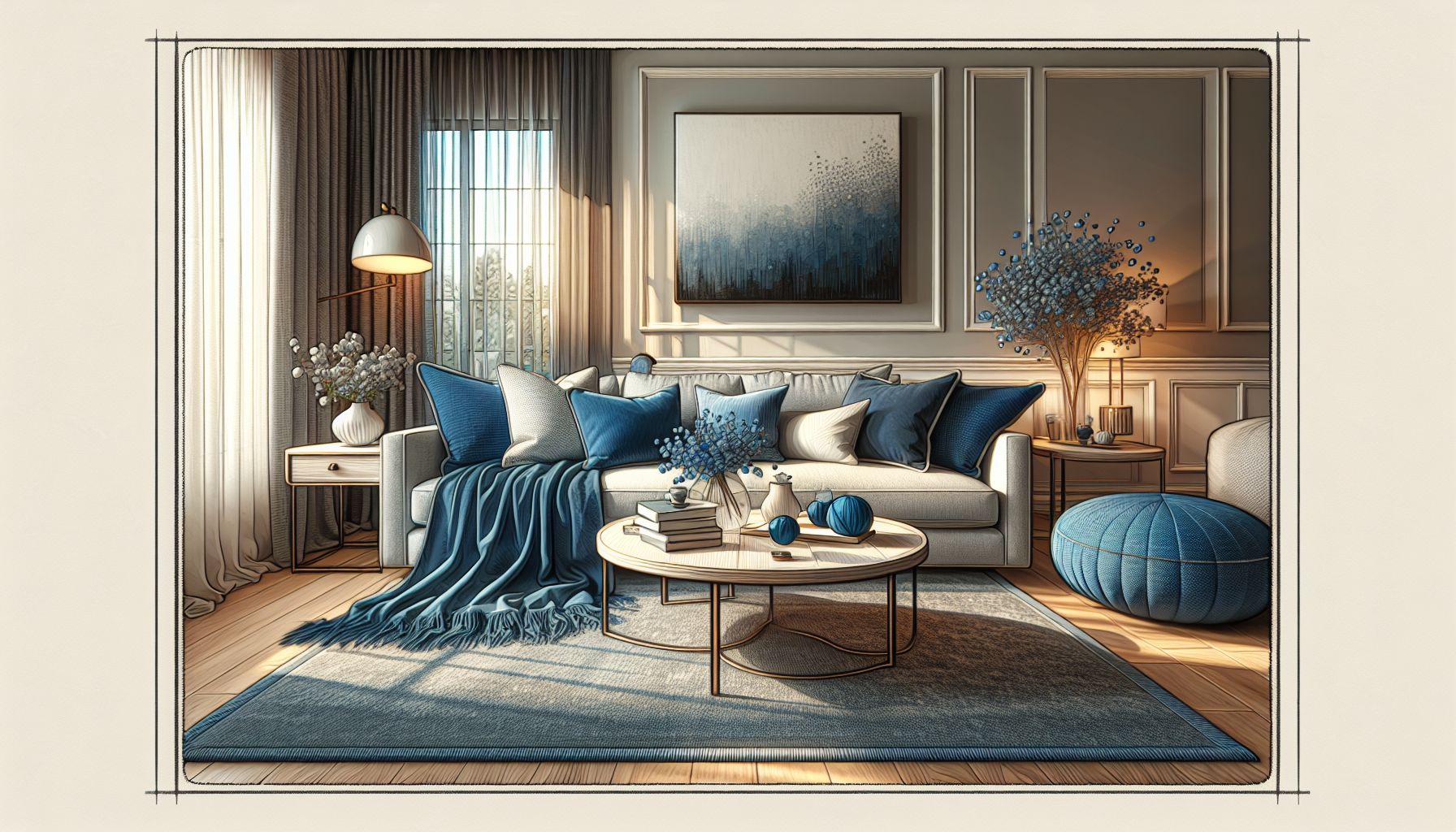Wohnzimmer in Blau: Ideen und Inspiration- Verwende blaue Decken für Gemütlichkeit