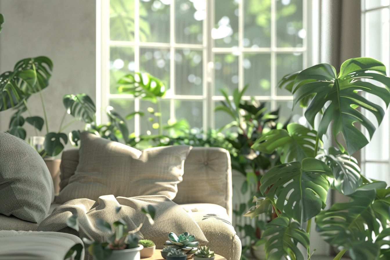Wohnzimmer in Grün: Ideen und Inspiration-Nutze Grünpflanzen für frisches Ambiente