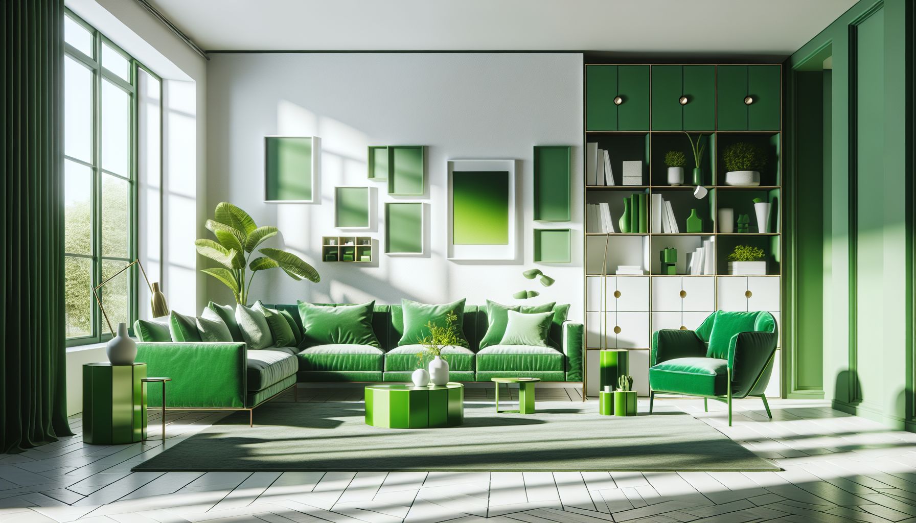 Wohnzimmer in Grün: Ideen und Inspiration- Stelle grüne Möbelstücke als Hingucker auf