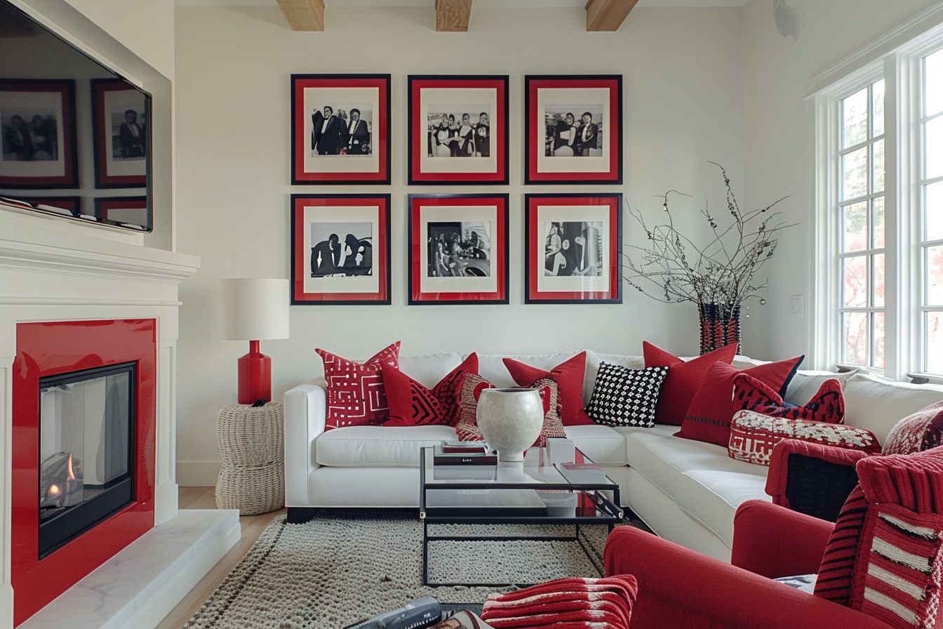 Wohnzimmer in Rot: Inspiration und Ideen- Dekoriere mit roten Bilderrahmen