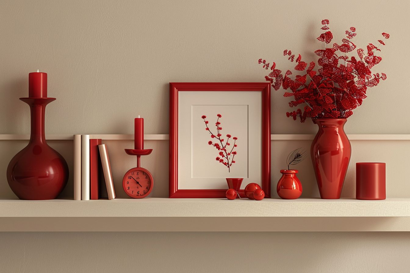 Wohnzimmer in Rot: Inspiration und Ideen- Gestalte Regale mit roten Accessoires