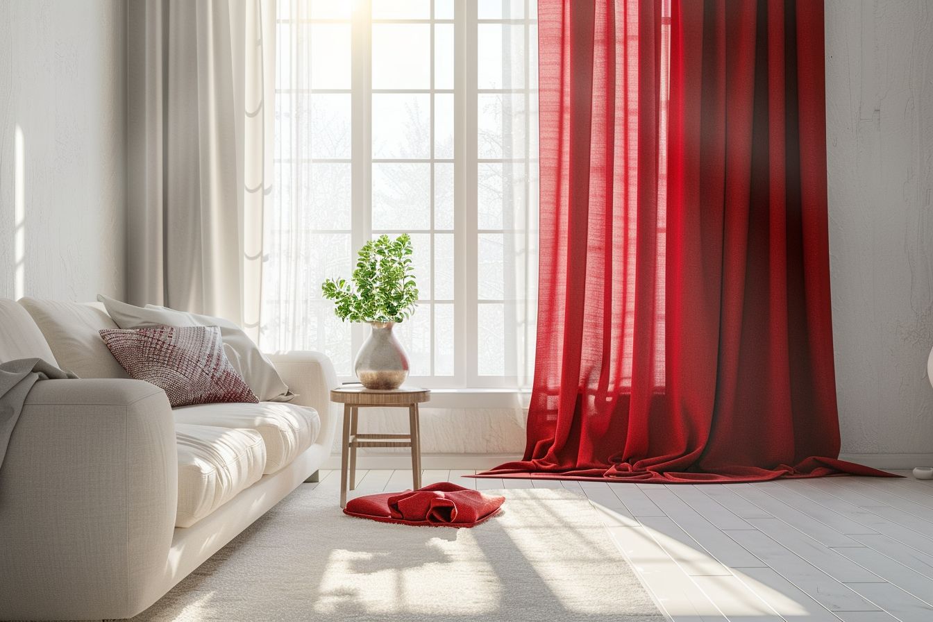 Wohnzimmer in Rot: Inspiration und Ideen- Lass rote Gardinen als Farbtupfer wirken
