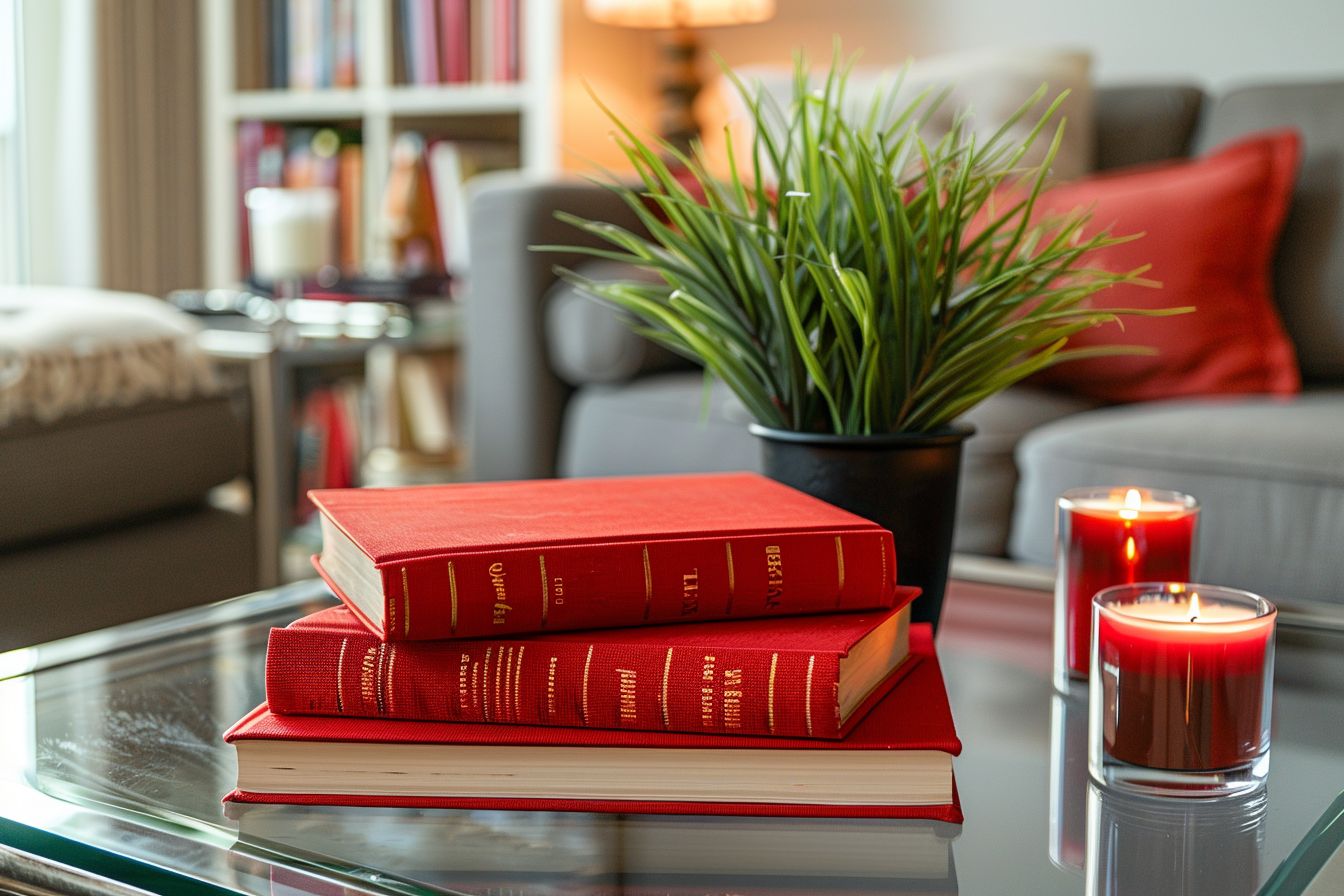 Wohnzimmer in Rot: Inspiration und Ideen- Mache rote Bücher zum Deko-Element
