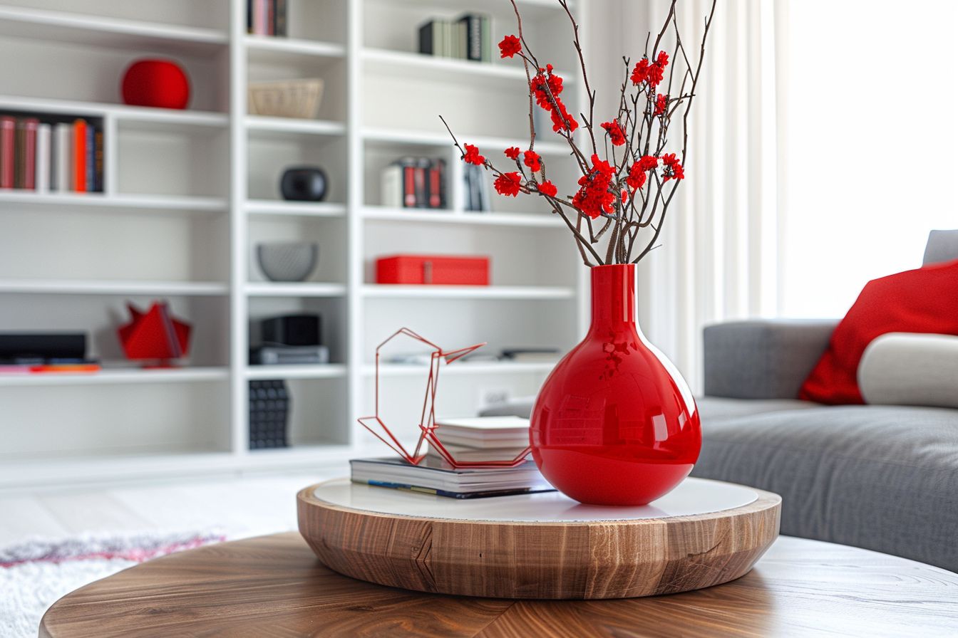 Wohnzimmer in Rot: Inspiration und Ideen- Platziere rote Deko-Objekte strategisch