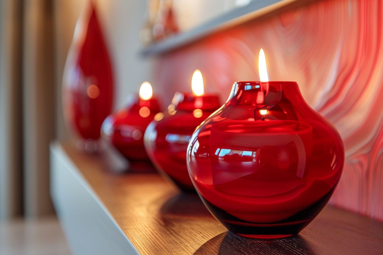 Wohnzimmer in Rot: Inspiration und Ideen- Stelle rote Kerzenhalter bereit