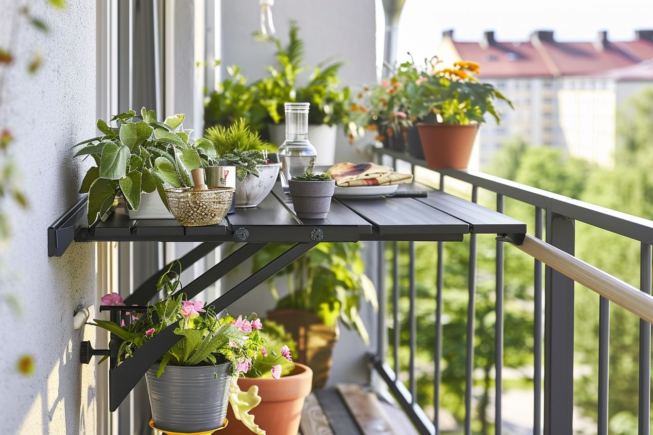 kleinen Balkon gestalten- Befestige einen klappbaren Tisch