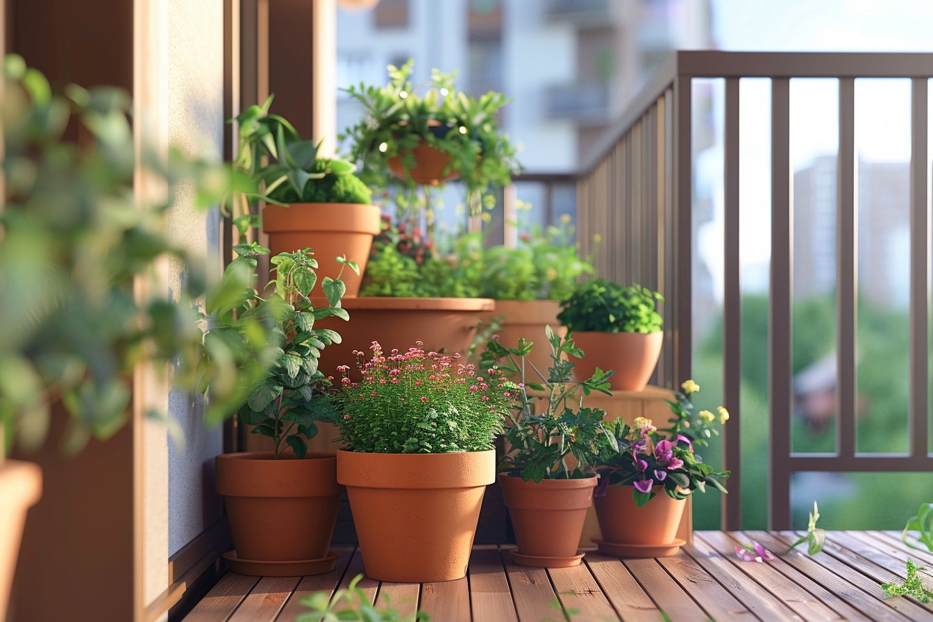 kleinen Balkon gestalten- Staple Pflanzgefäße für mehr Grünfläche