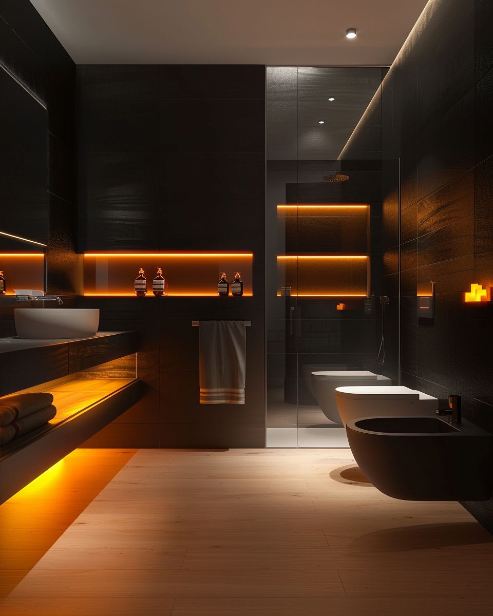Badezimmer mit Farbe gestalten- Erhelle Ecken mit Lichteffekten