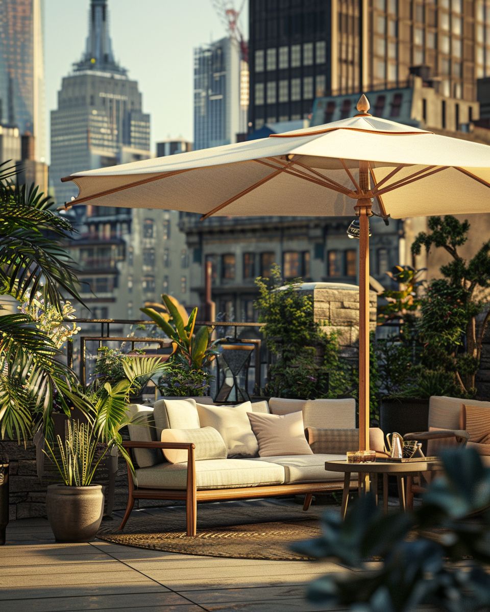 Dachterrasse gestalten- Nutze verschiebbare Sonnenschirme