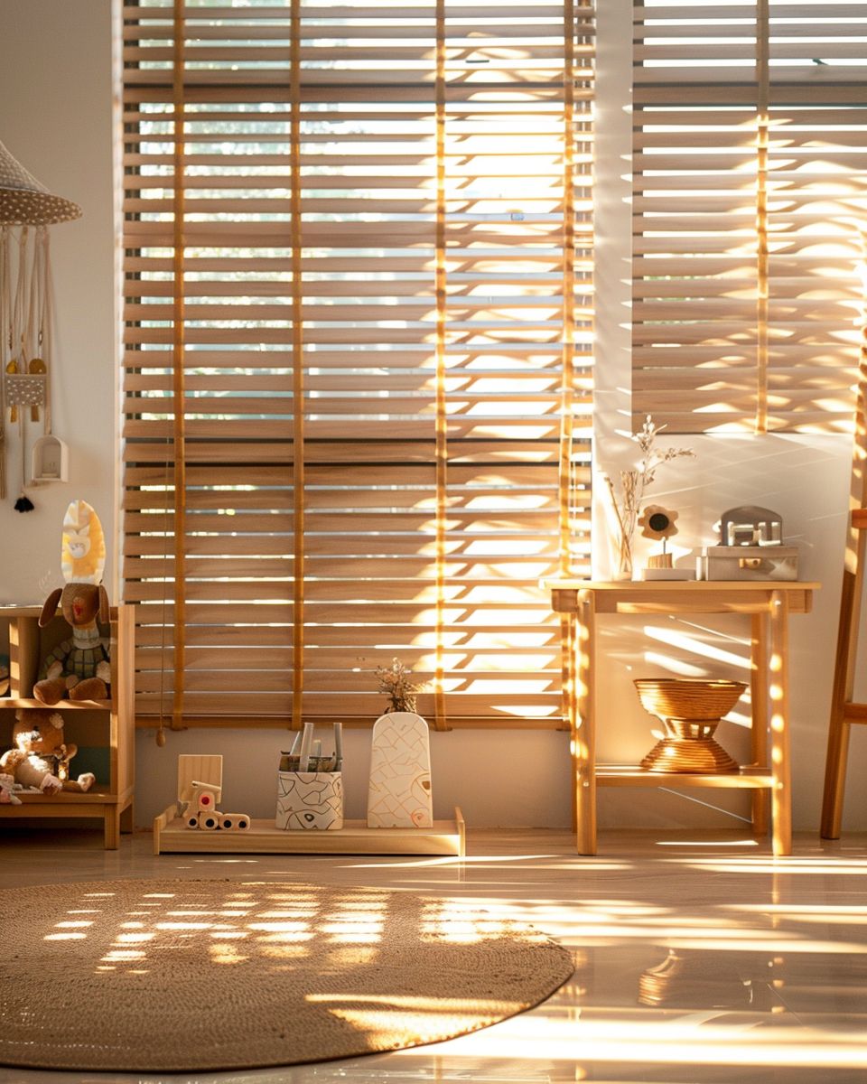 Kinderzimmer mit Holz einrichten- Installiere Holzlamellen für sanftes Licht