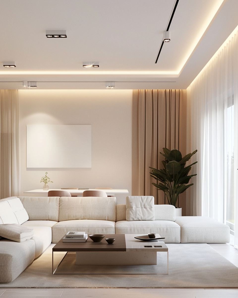 schmales Wohnzimmer einrichten-Wähle helle Farben für mehr Weite