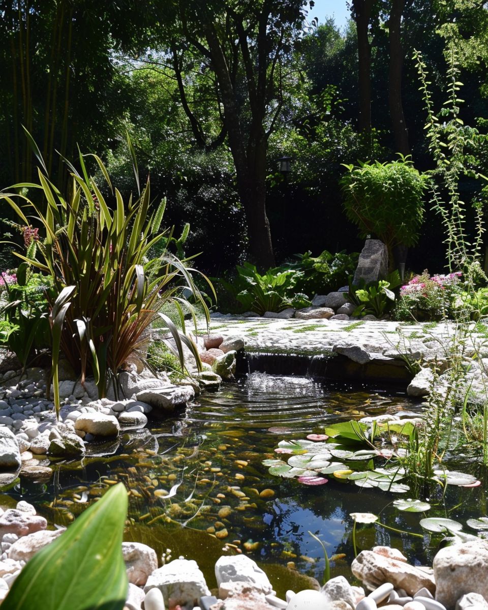 Ideen: Garten-Deko- Integriere eine kleine Wasserspiel-Anlage