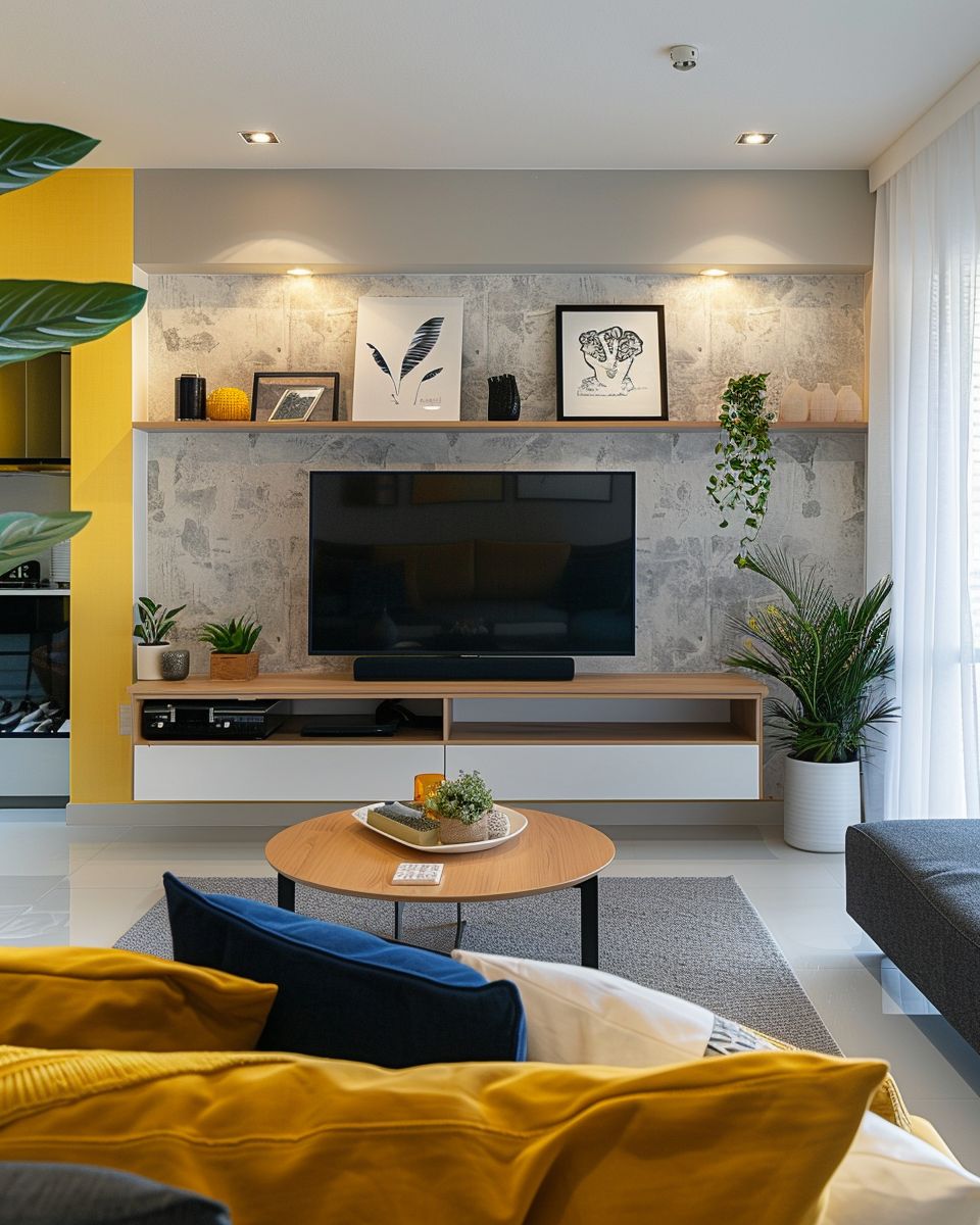 TV-Wand-Ideen für das Wohnzimmer- Füge eine Akzentwand hinzu