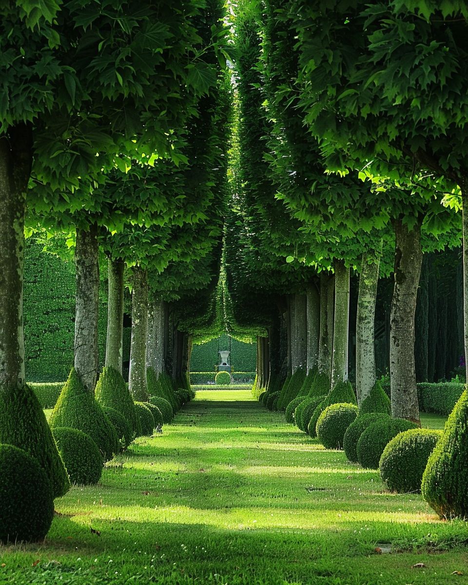 Ideen für Französischen Garten-Pflanze symmetrische Baumreihen