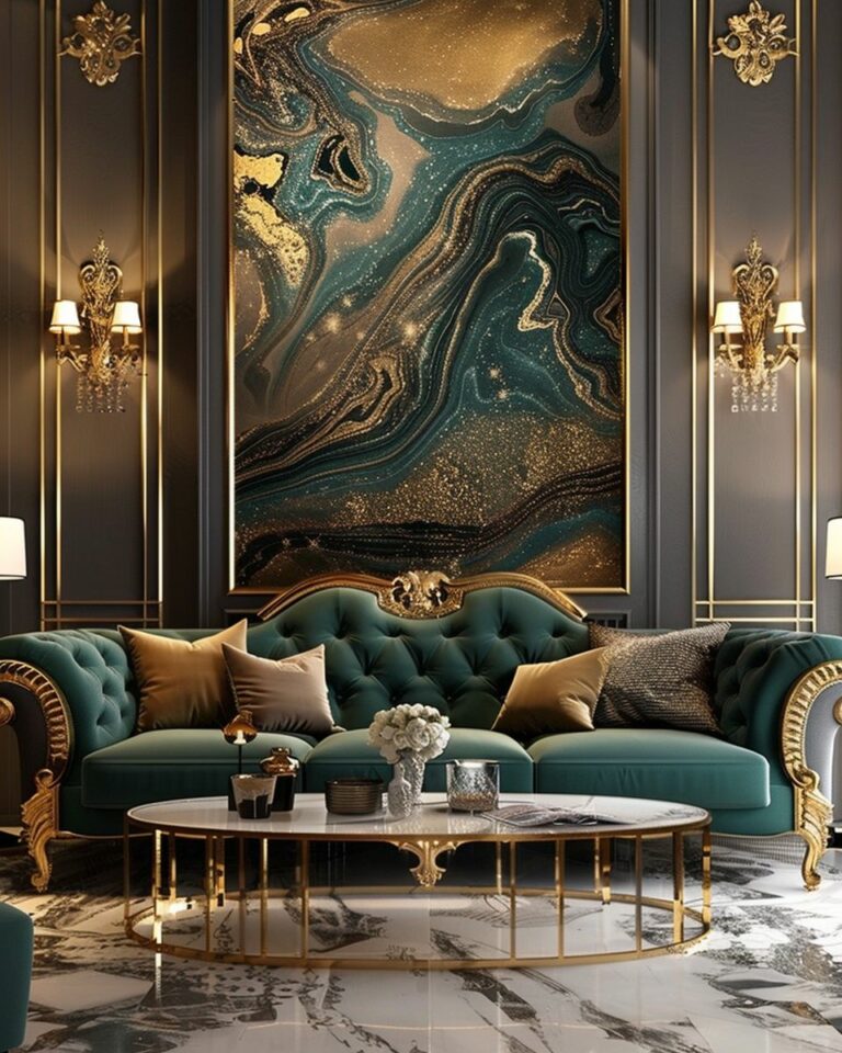 Schne Wohnzimmer Petrol Gold Fotosnull