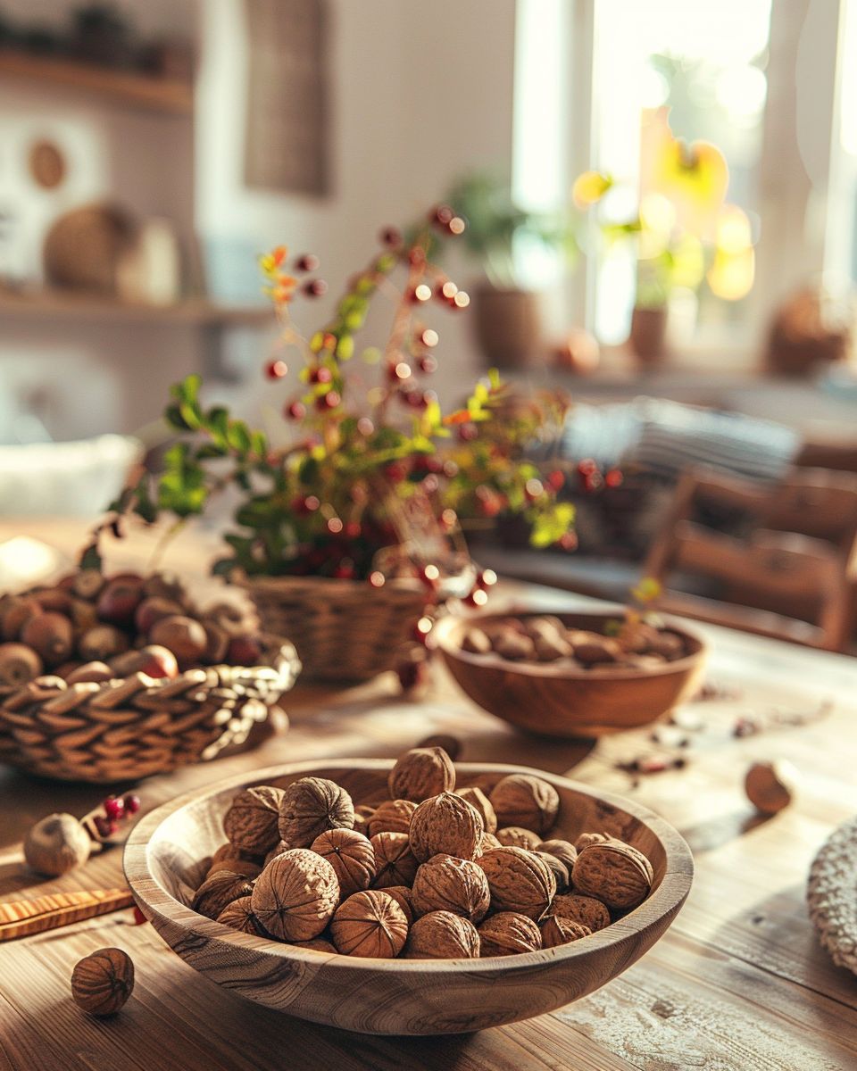 Herbstdeko-Ideen- Fülle Schalen mit Nüssen und Beeren