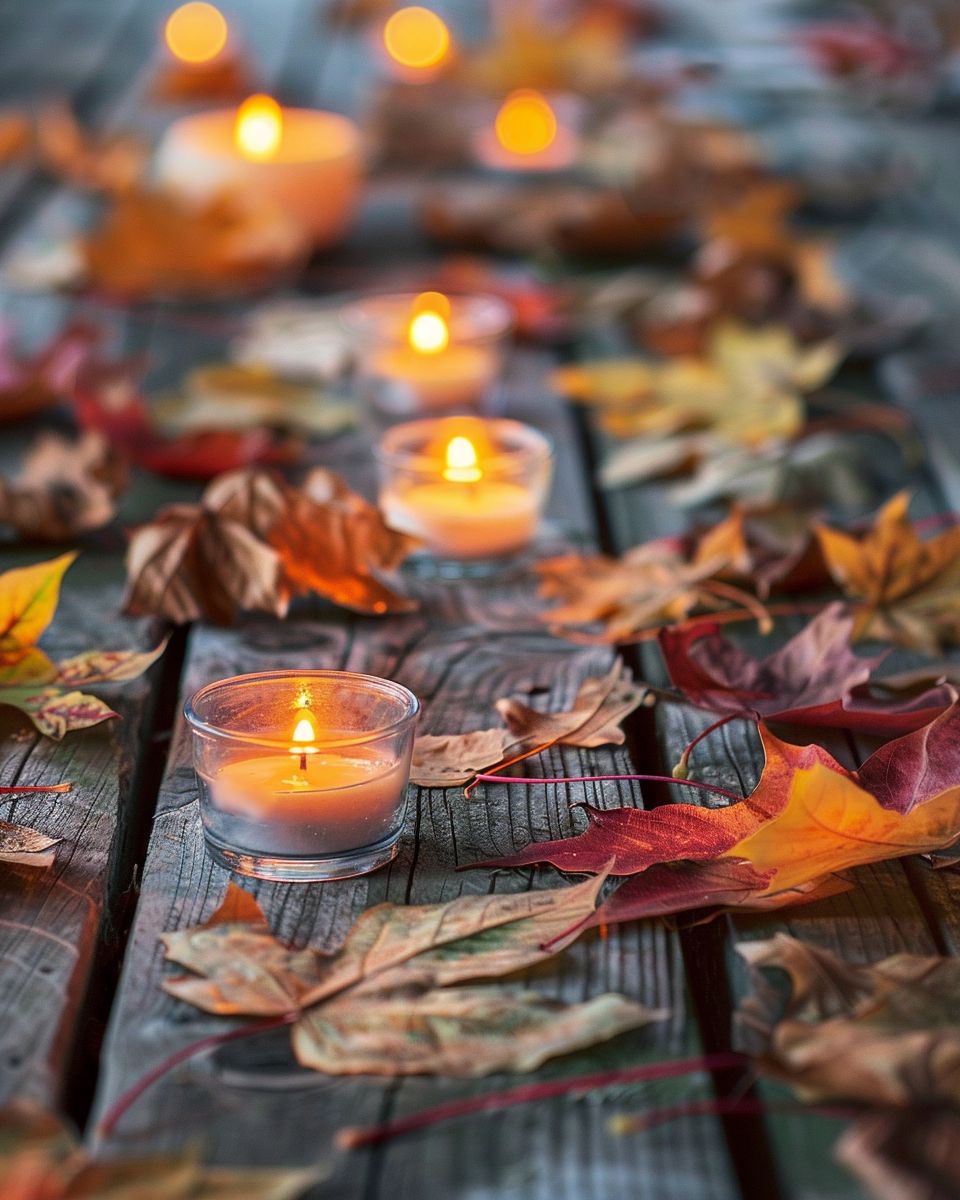 Herbstdeko-Ideen- Lege Herbstlaub als Tischdekoration