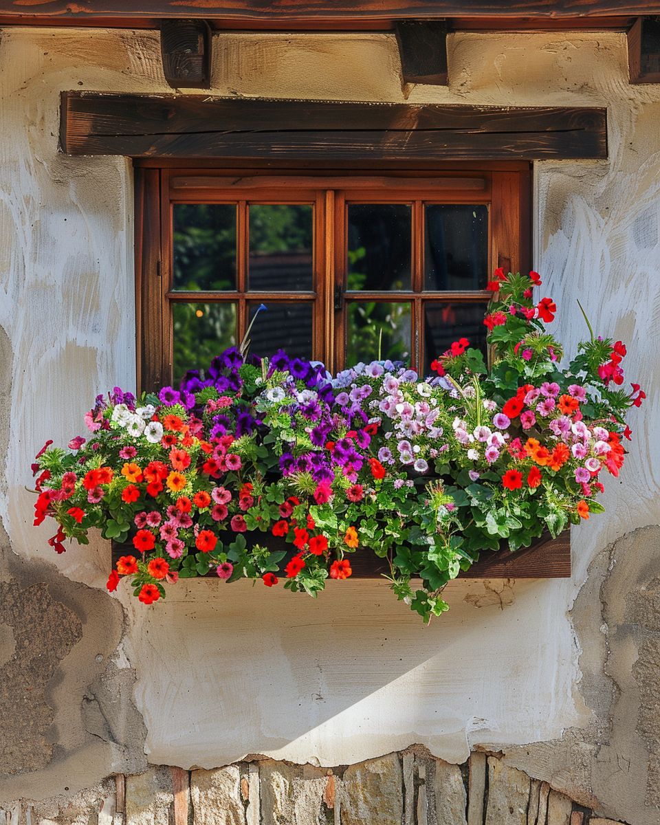 Einrichtungsideen: Folklore-Stil- Bepflanze traditionelle Blumenkästen.