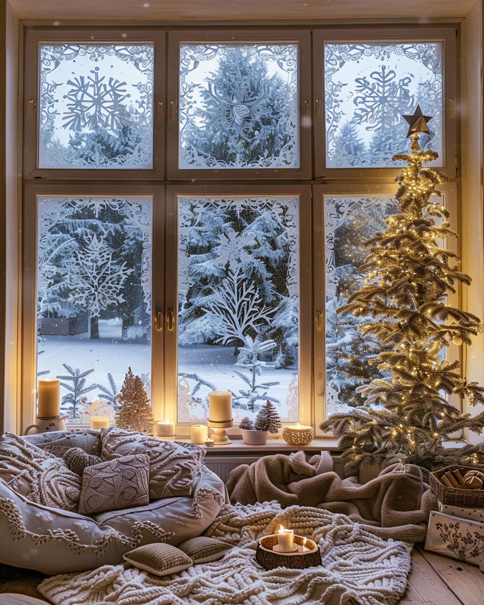  15 Ideen für weihnachtlich dekorierte Fenster - Hygge and Home Bildidee 