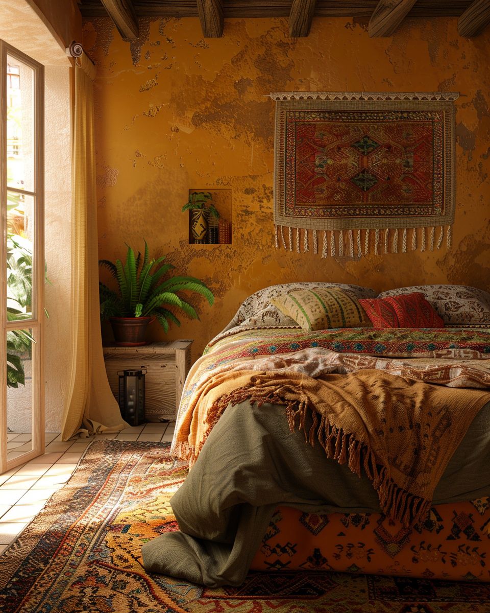 Schlafzimmer im mediterranen Stil gestalten-Wähle warme, erdige Farbtöne