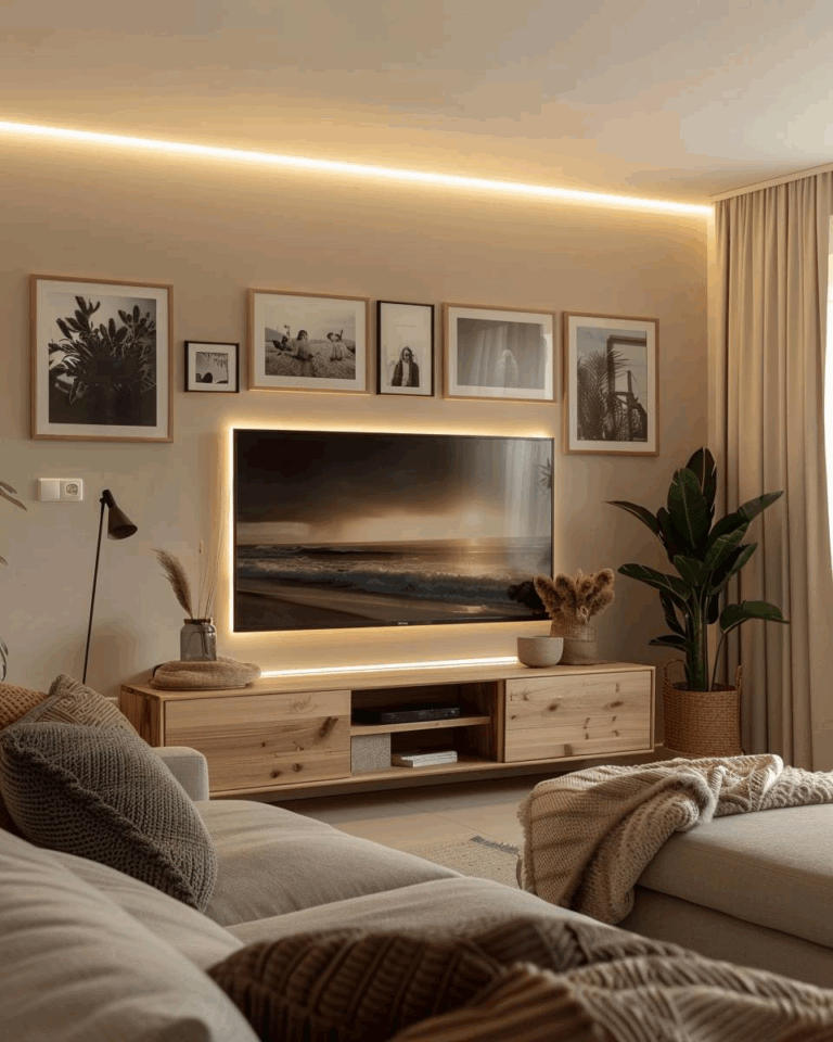 Stilvolle Wandgestaltung Wohnzimmer Fernsehwand Ebenbild