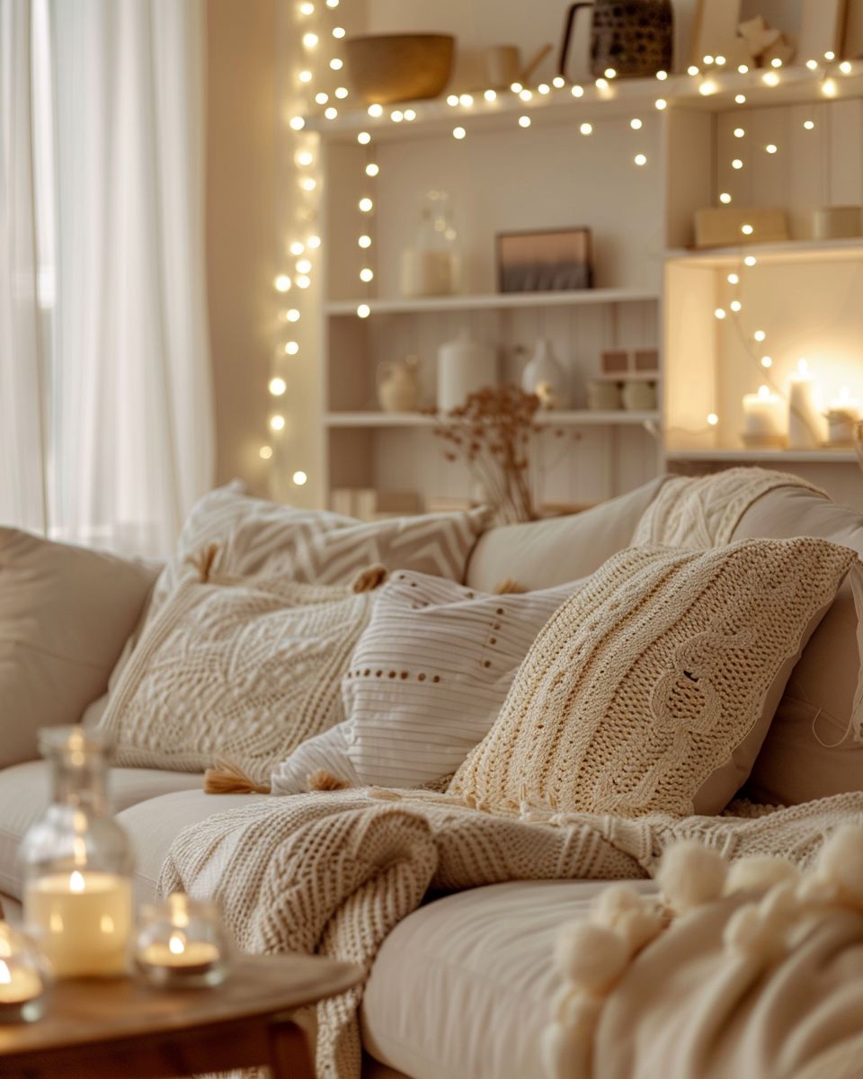 Inspiration: Hygge-Dekoration- Hänge Lichterketten für sanftes Schimmern auf