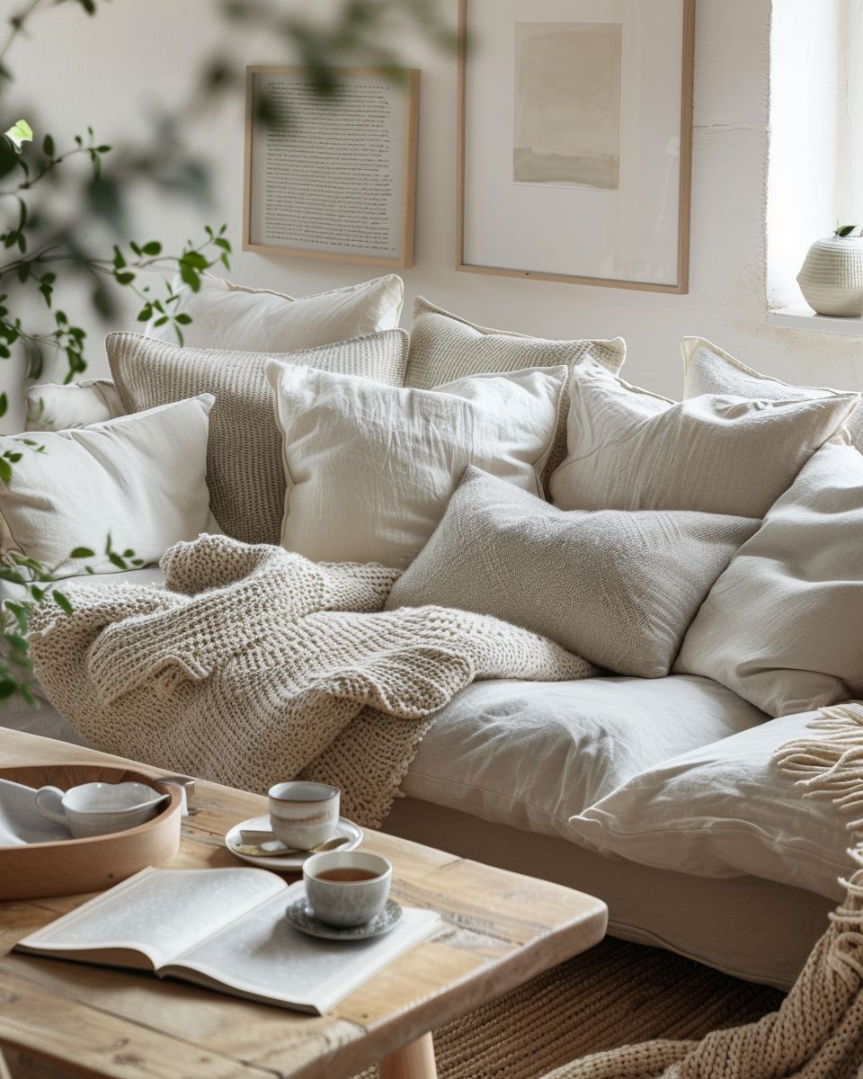 Inspiration: Hygge-Dekoration- Lege Kissen auf Möbel für extra Komfort