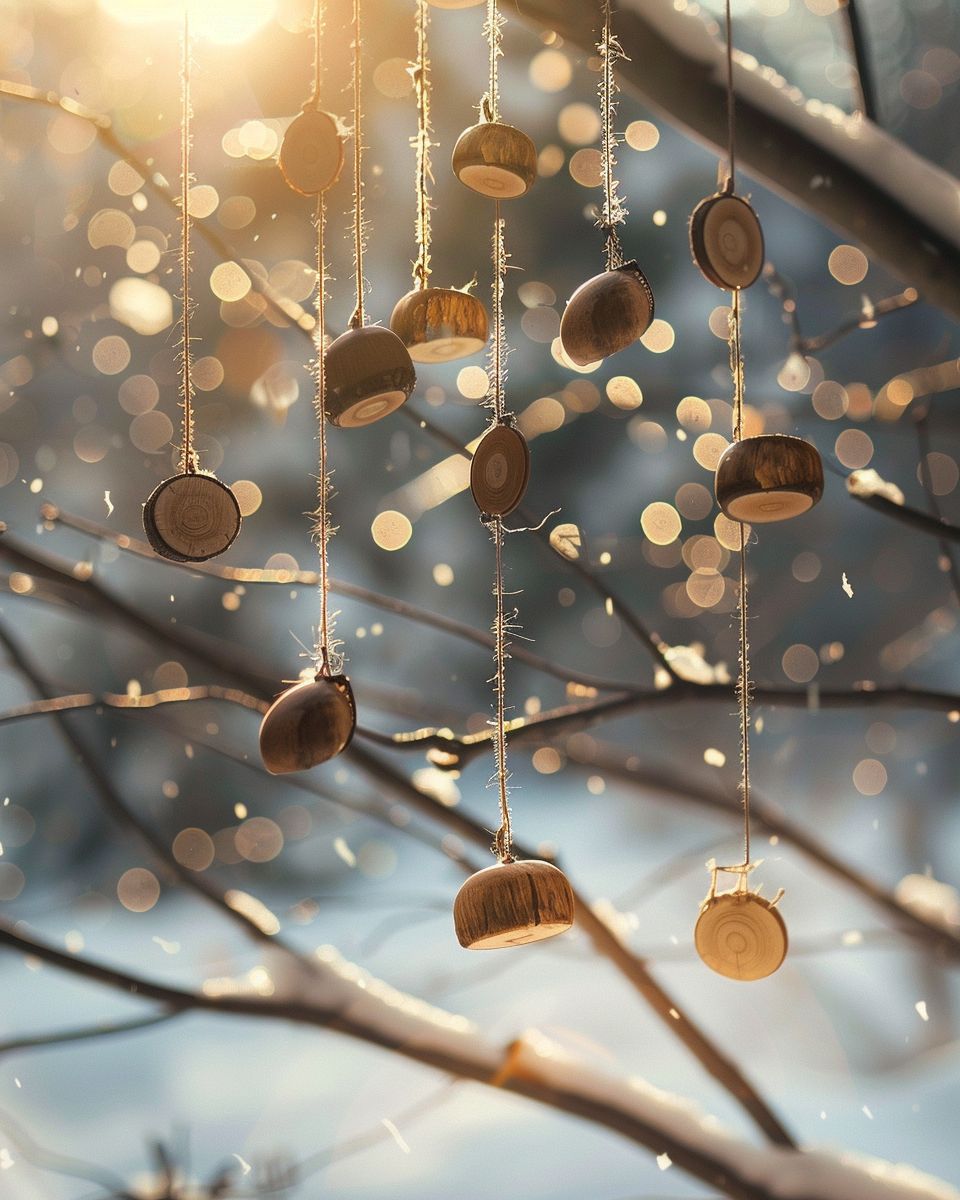 Weihnachtliche Holzdeko für Draußen- Hänge Holzornamente an Äste im Garten