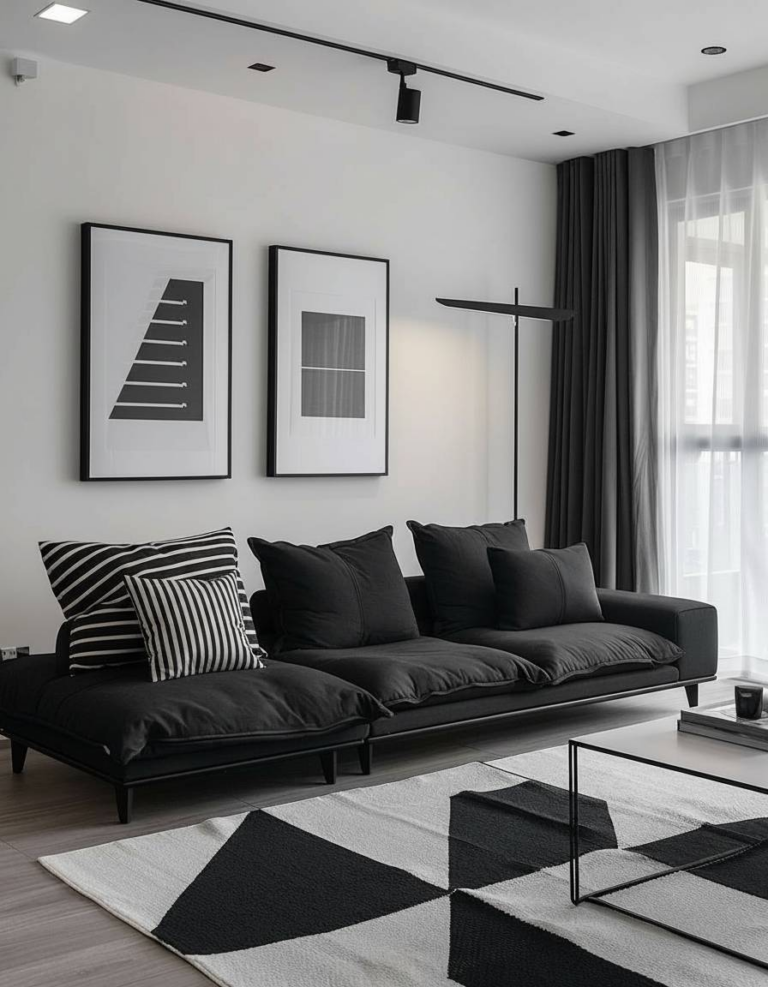 Fabelhafte Wohnzimmer Weiss Schwarz Bild
