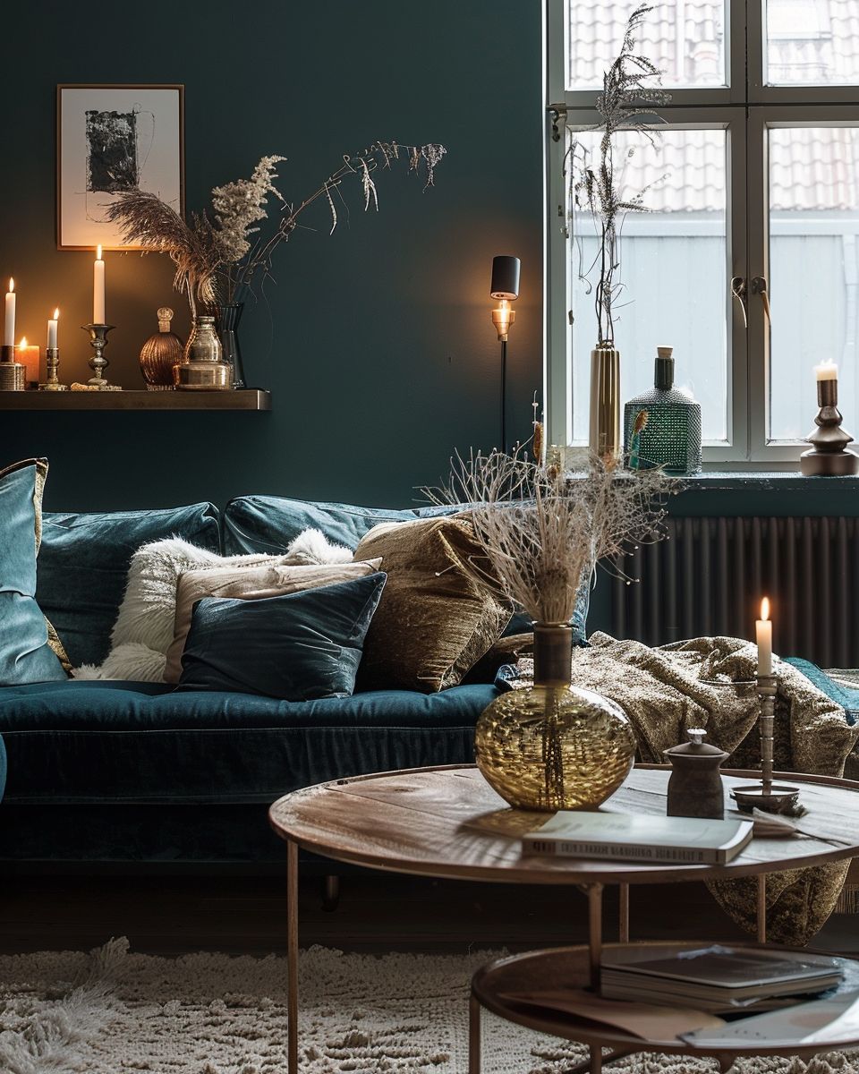 Schne Wohnzimmer Petrol Gold Fotosnull