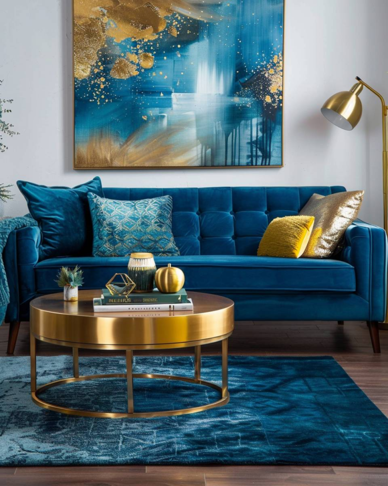 Schne Wohnzimmer Petrol Gold Fotos