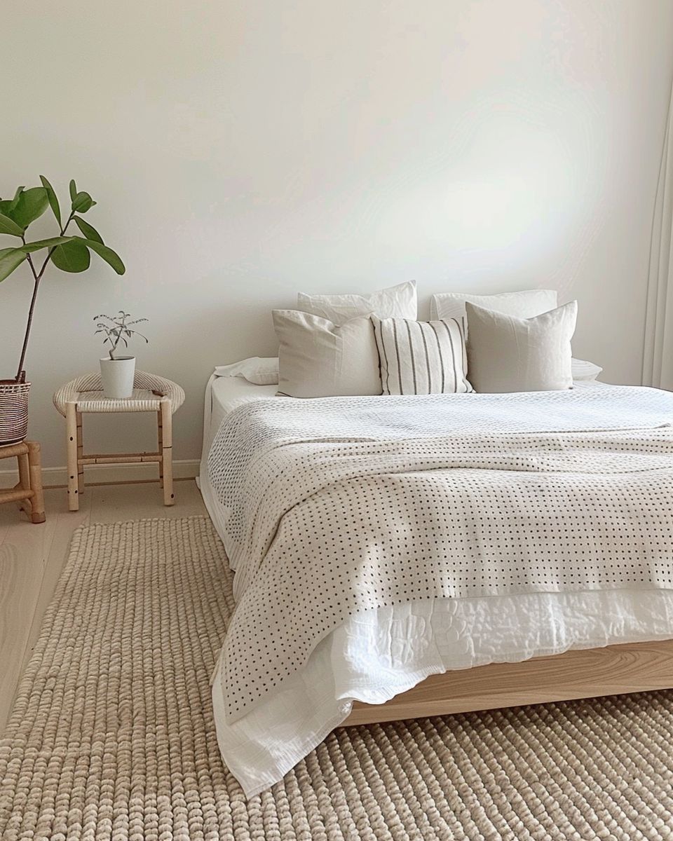 Gästezimmer im Scandi-Look- Verziere mit dezenten Mustern und Strukturen