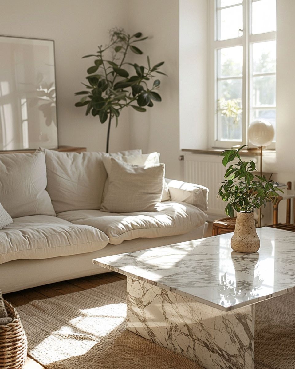 Wohnzimmer mit Marmor einrichten- Ersetze Couchtische durch Marmormodelle