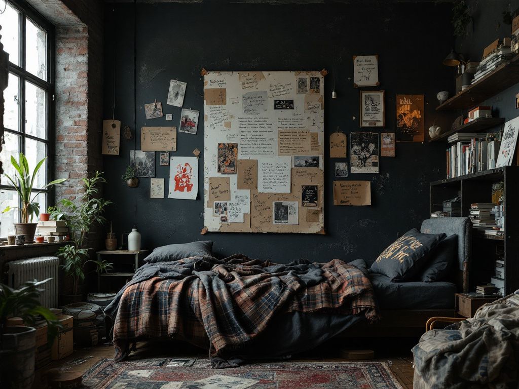 Grunge Schlafzimmer einrichten- Integriere DIY-Kunstwerke mit Persönlichkeit