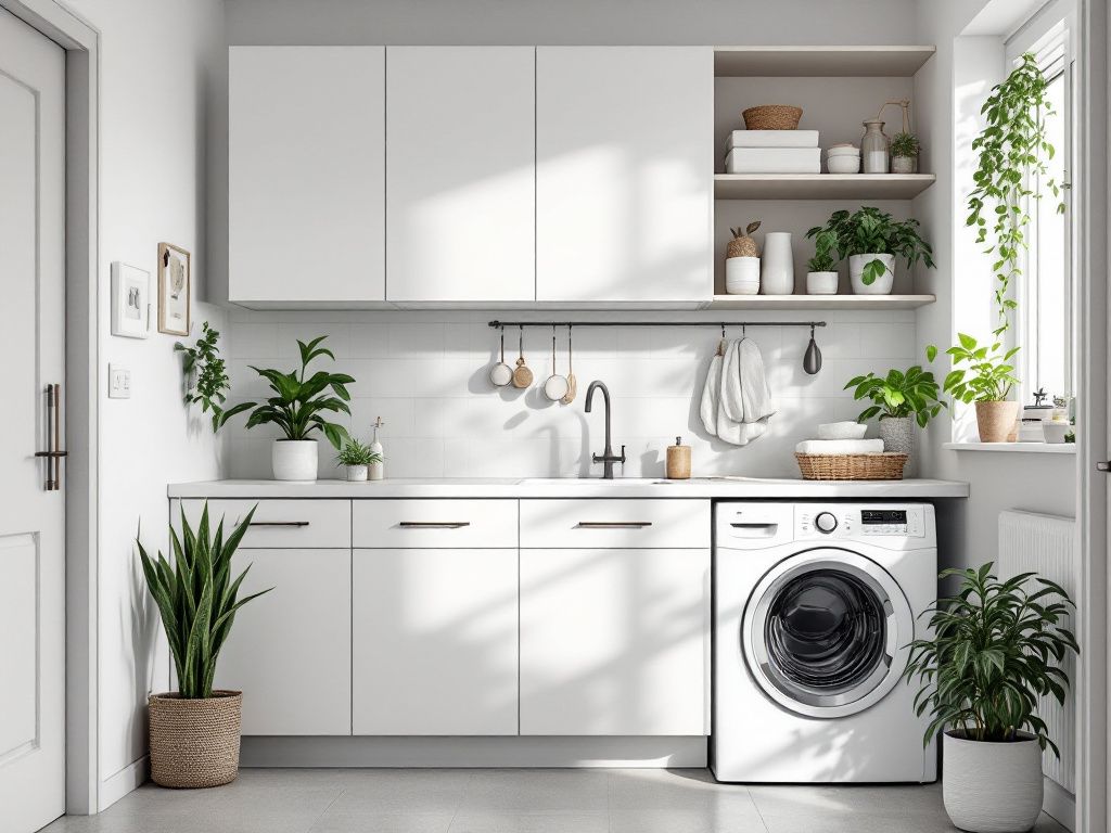 Hauswirtschaftsraum einrichten- Dekoriere mit pflegeleichten Pflanzen für Frische