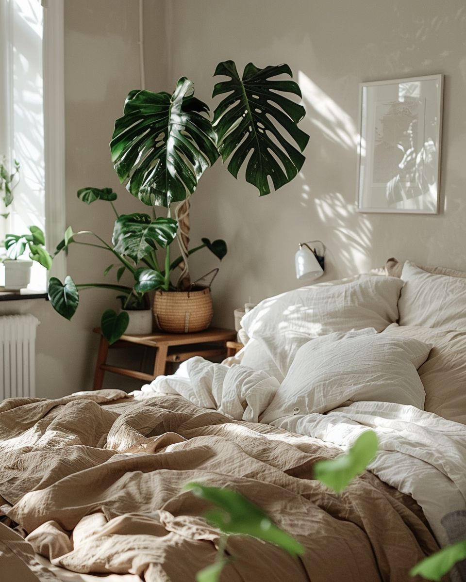 Ideen für Gästezimmer einrichten- Integriere Pflanzen für natürliche Frische