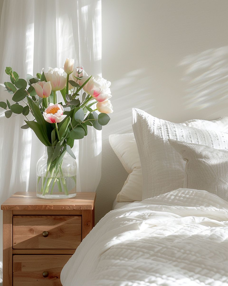 Ideen für Gästezimmer einrichten- Präsentiere frische Blumen als Willkommensgruß