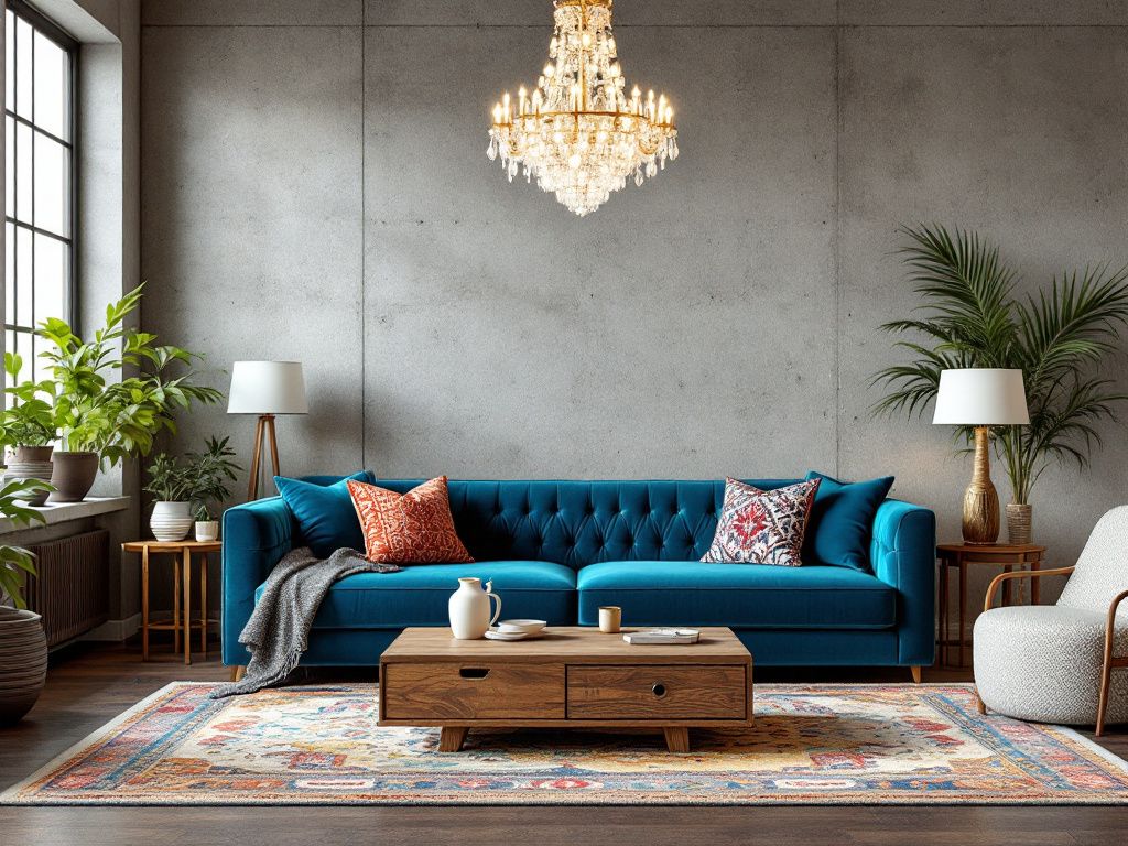 Ideen für eklektisches Wohnzimmer-Mixe verschiedene Stile für Spannung