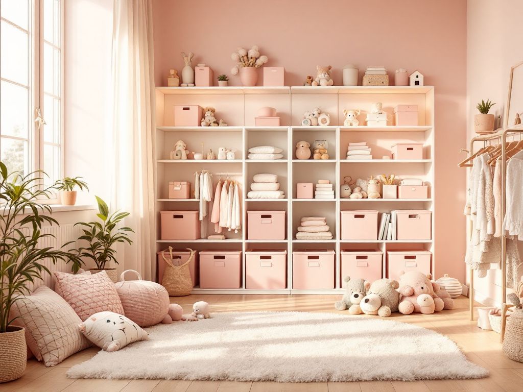 Kinderzimmer in Rosa- Verwende Aufbewahrungsboxen in Rosa für Ordnung