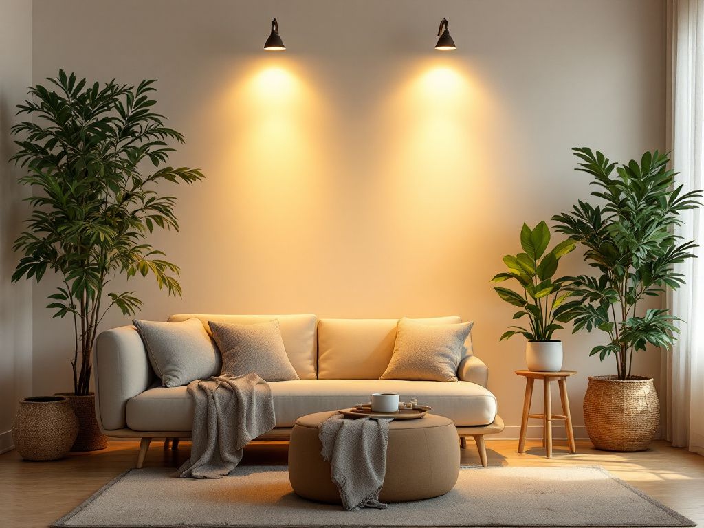 Lichtkonzept für das Wohnzimmer- Beleuchte Pflanzen für eine natürliche Wohlfühlatmosphäre
